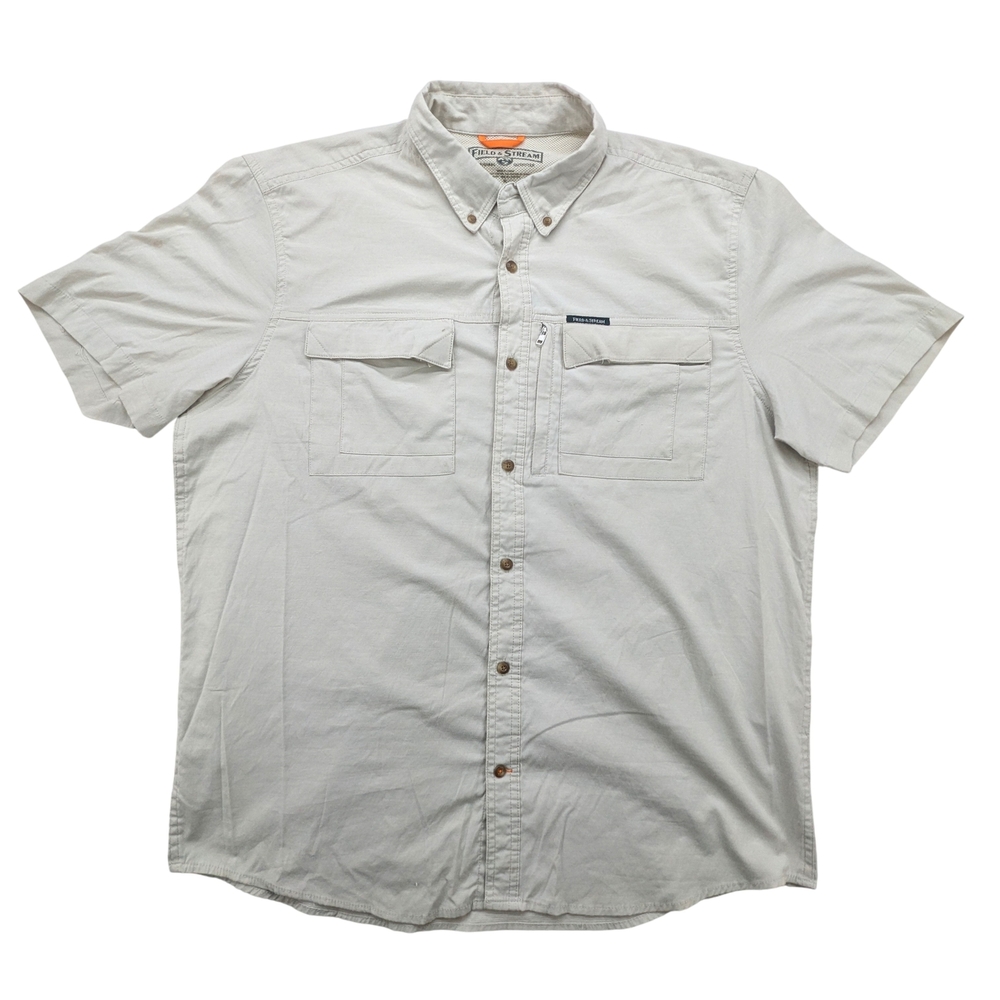Field & Stream Shirt Mens XL Vented Outdoor Fishing Hiking Utility Pockets Tan